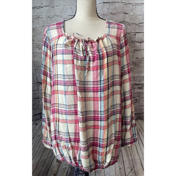 Lane Bryant Womens Top 18/20 Flannel Plaid Blouse Cozy Fall - Picture 1 of 6